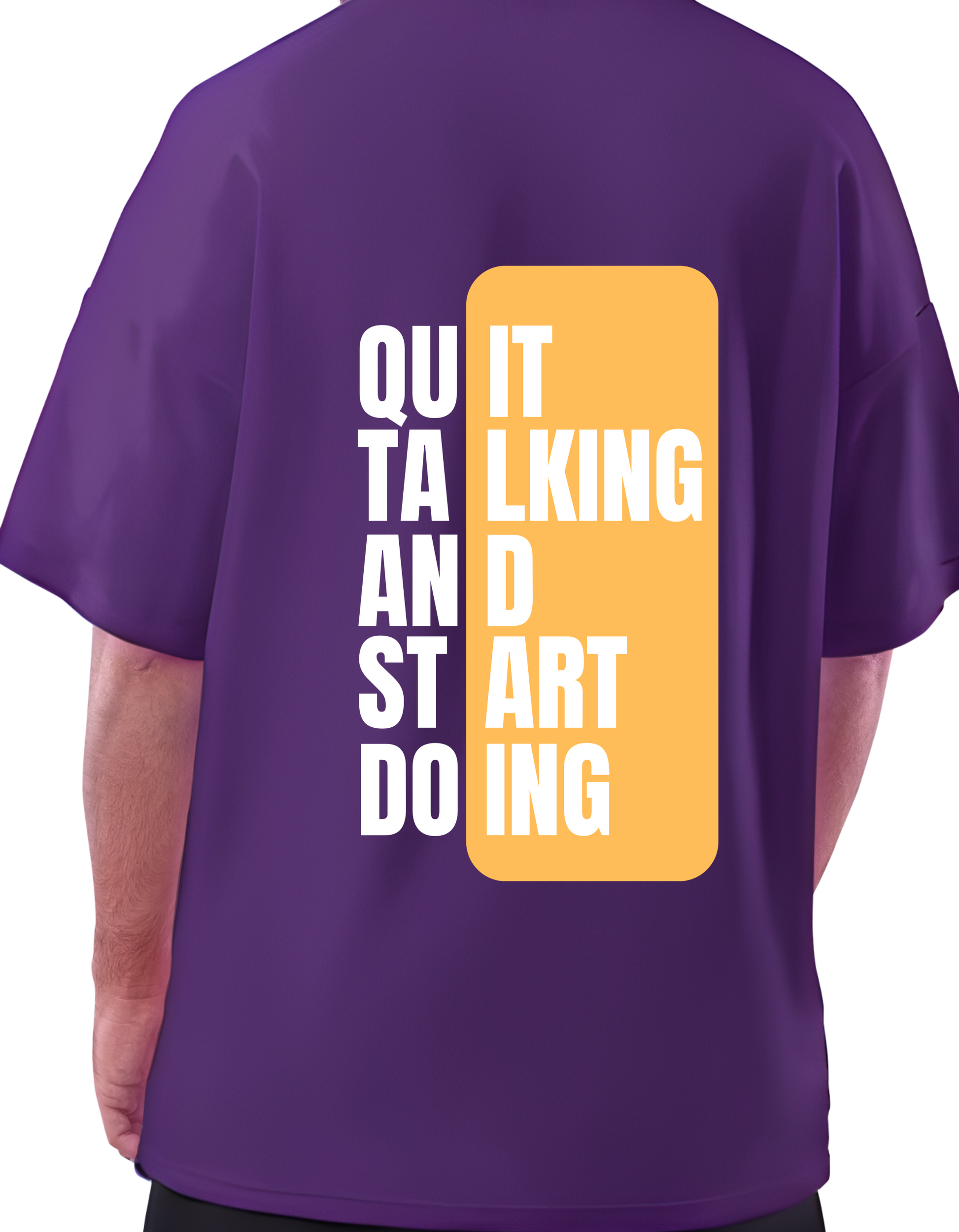 Oversized Cotton T-shirt with Bold Motivational Back Graphic