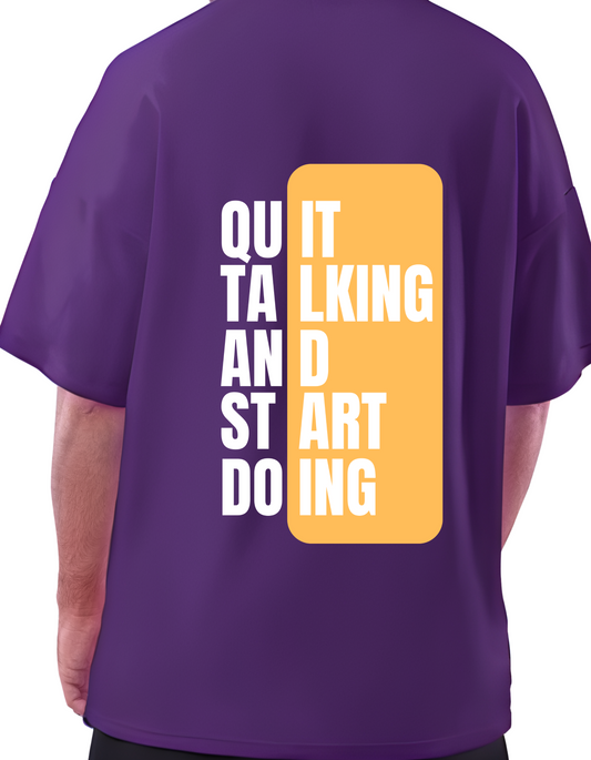 Oversized Cotton T-shirt with Bold Motivational Back Graphic