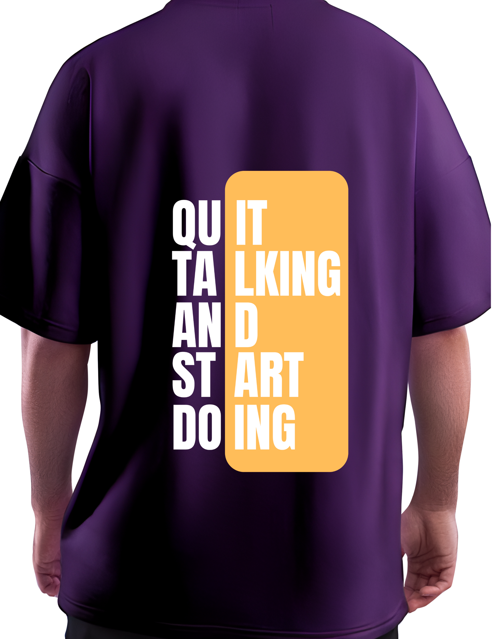 Oversized Cotton T-shirt with Bold Motivational Back Graphic