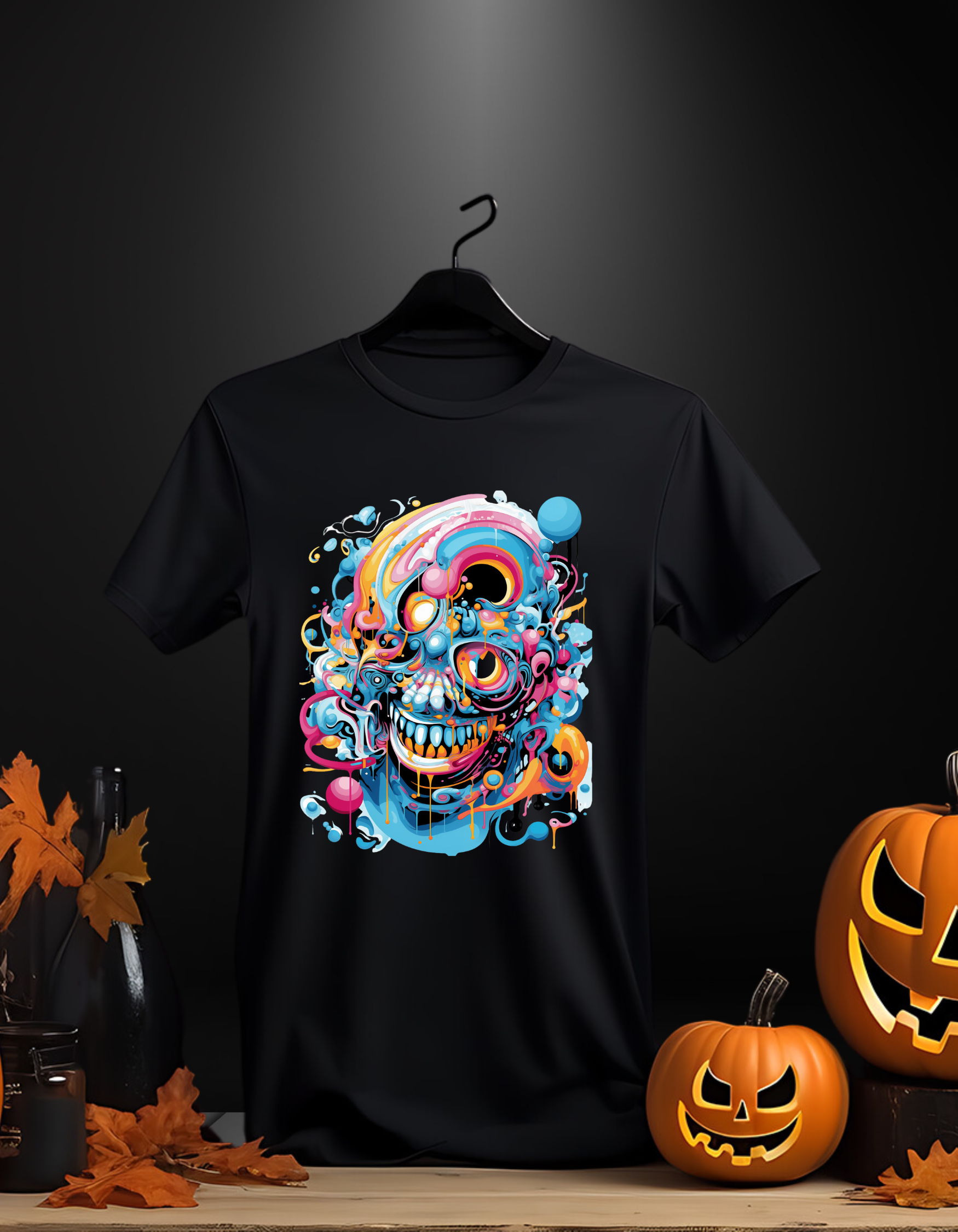 Vibrant Skull Art T-Shirt