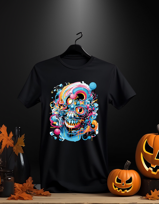 Vibrant Skull Art T-Shirt
