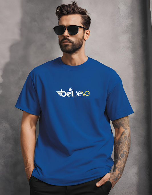 Oversized Royal Blue 'Believe' T-Shirt