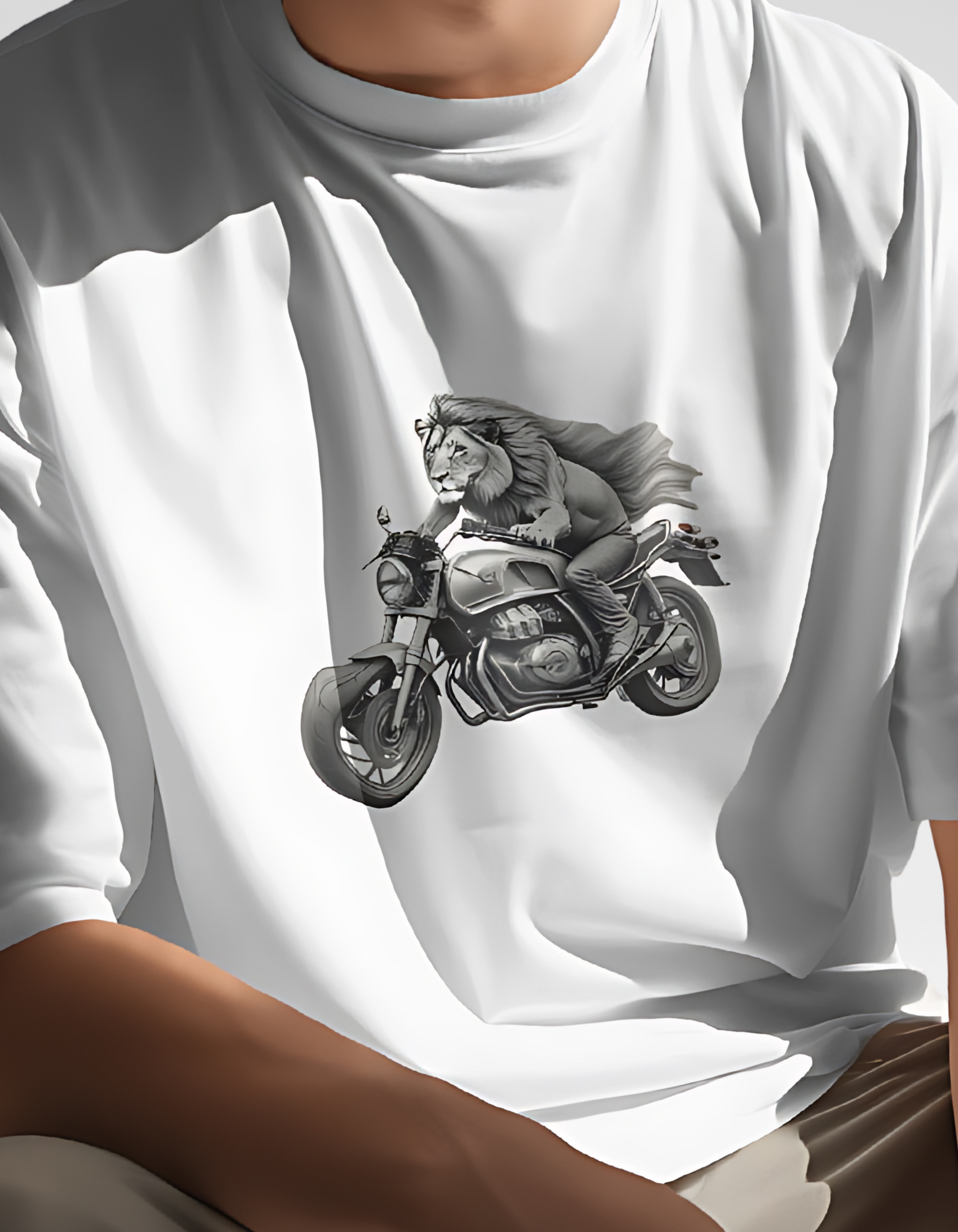 Lion on a Motorcycle: The Lion Biker Tee