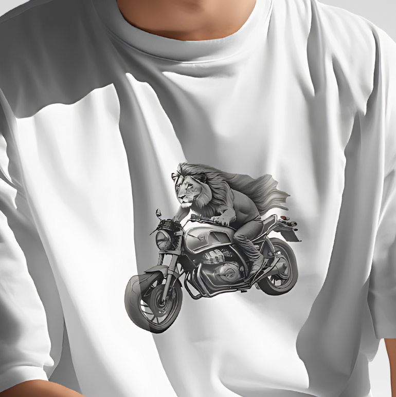 Lion on a Motorcycle: The Lion Biker Tee