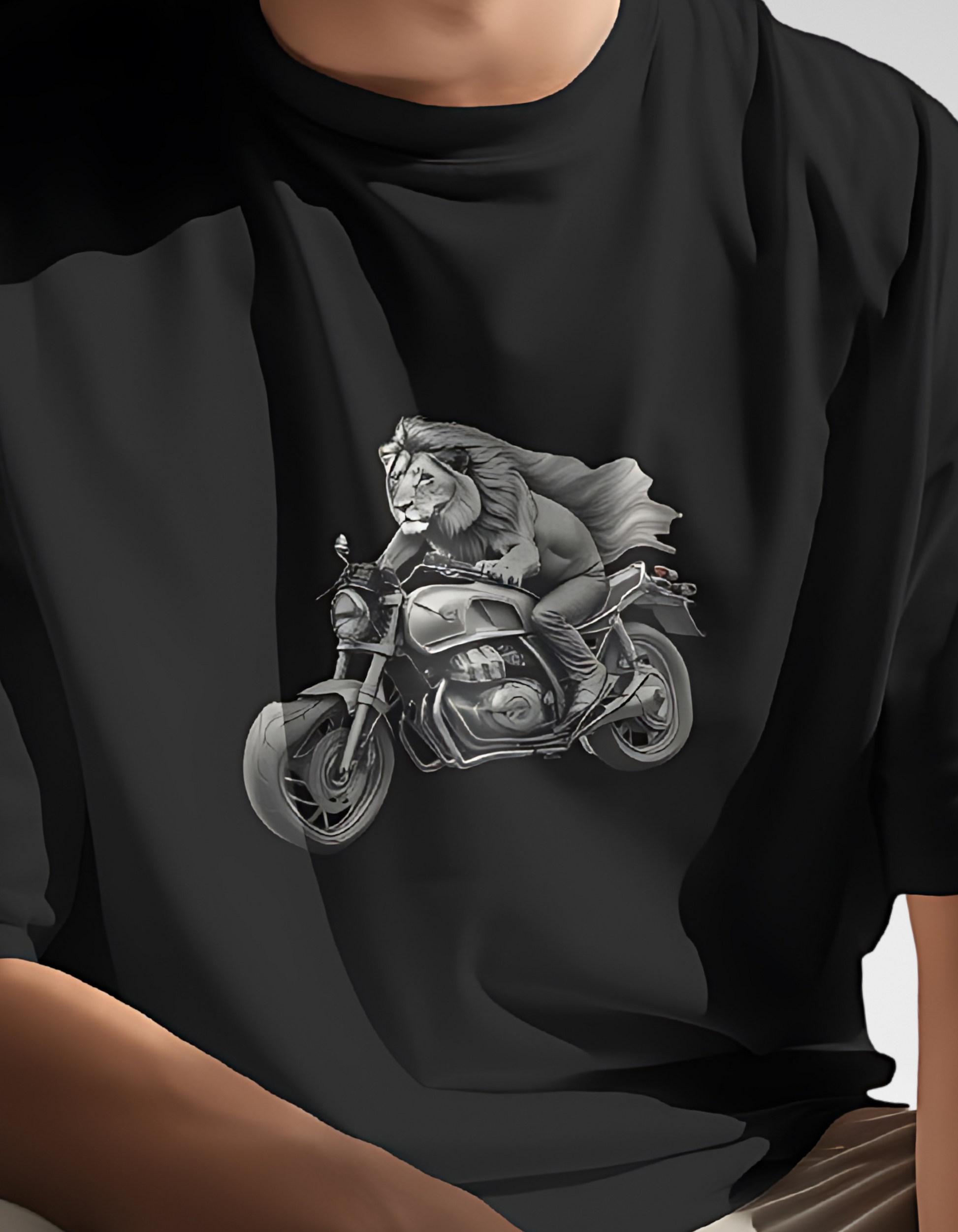 Lion on a Motorcycle: The Lion Biker Tee