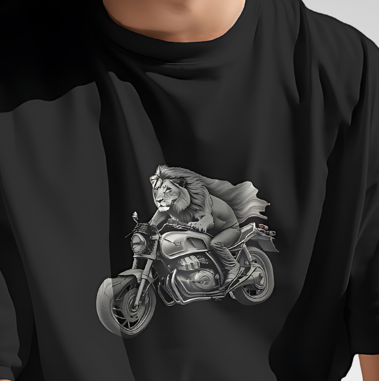 Lion on a Motorcycle: The Lion Biker Tee