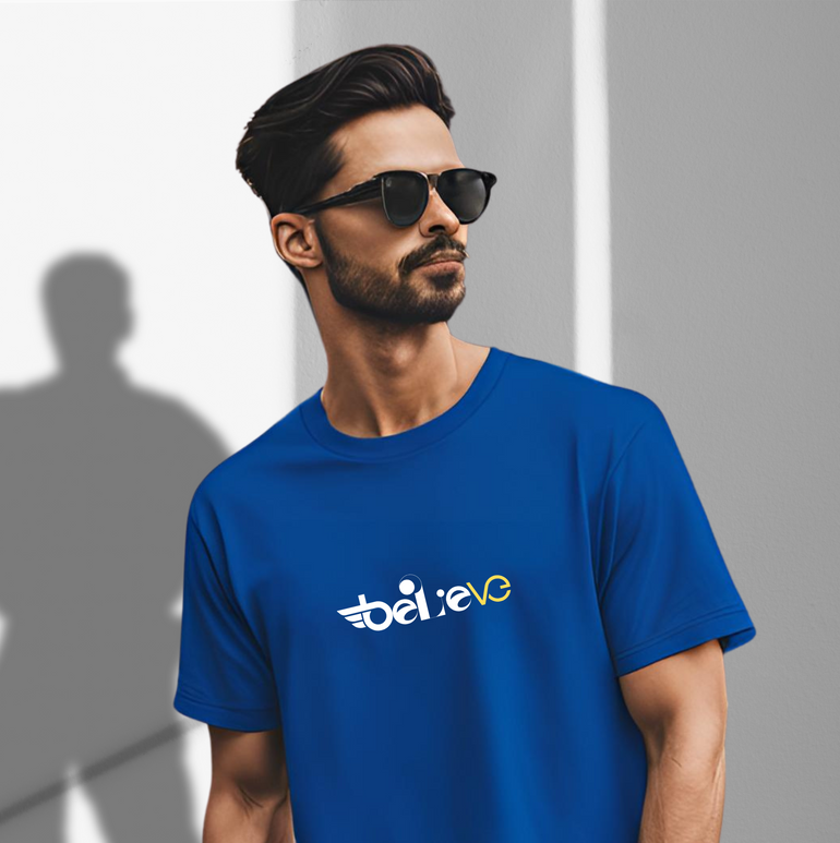 Oversized Royal Blue 'Believe' T-Shirt