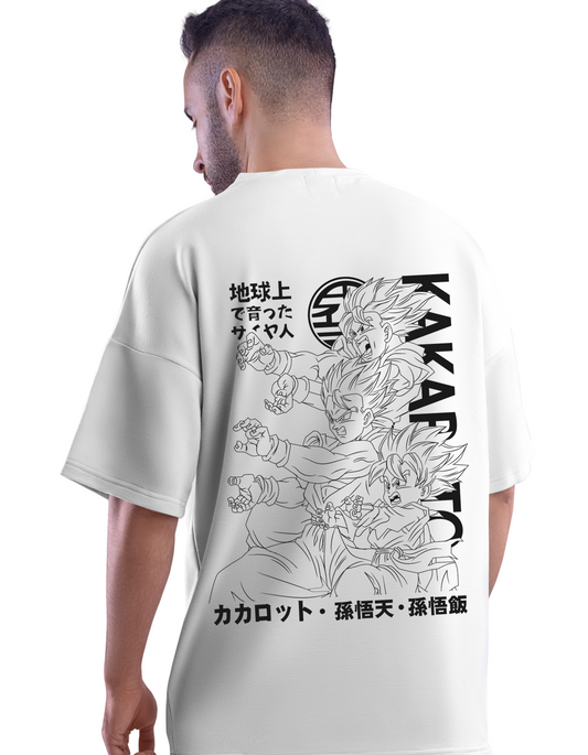 "Ultimate Anime Oversize Set: 'Berserk' Black & 'Kakarot' White Tees"