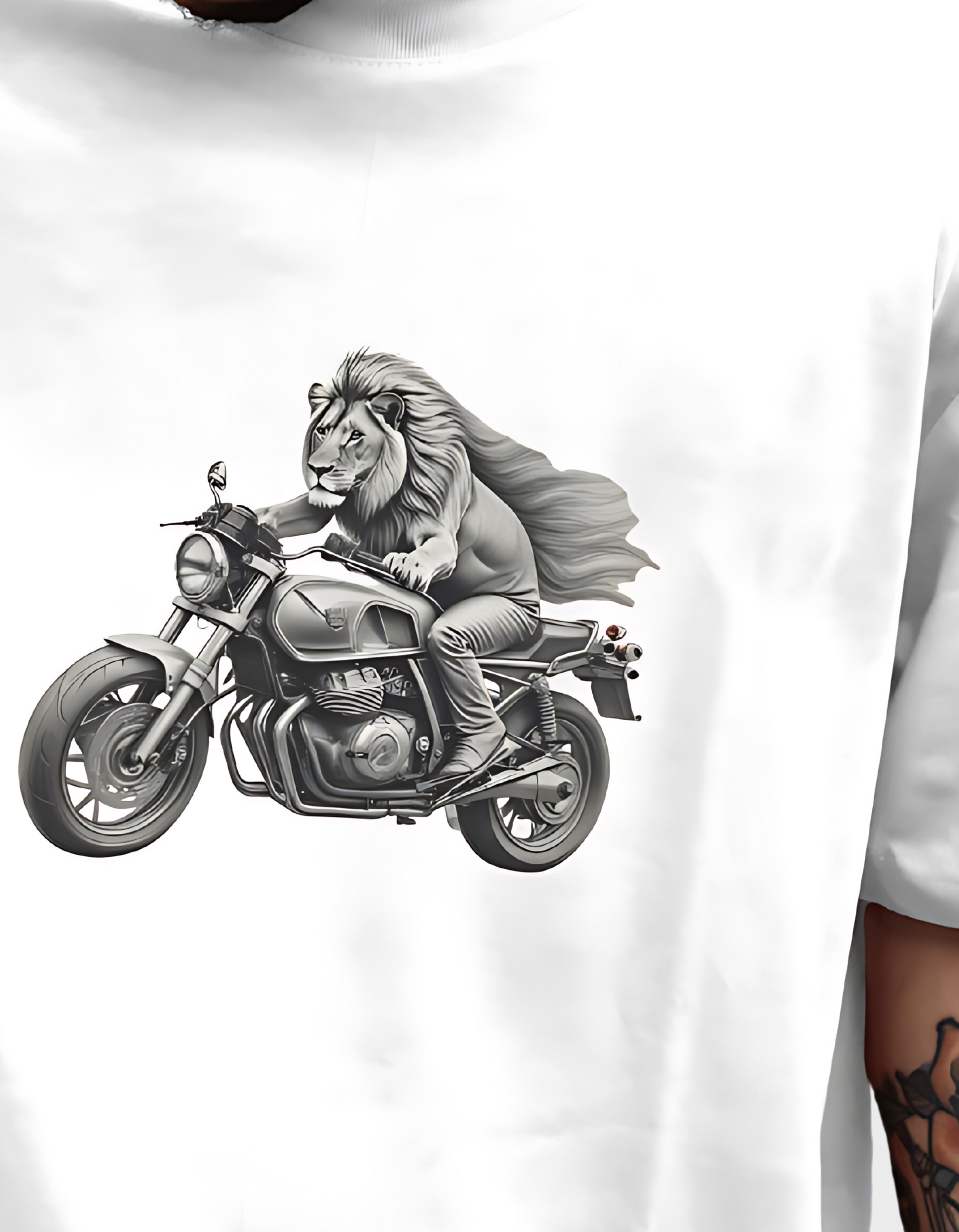 Lion on a Motorcycle: The Lion Biker Tee