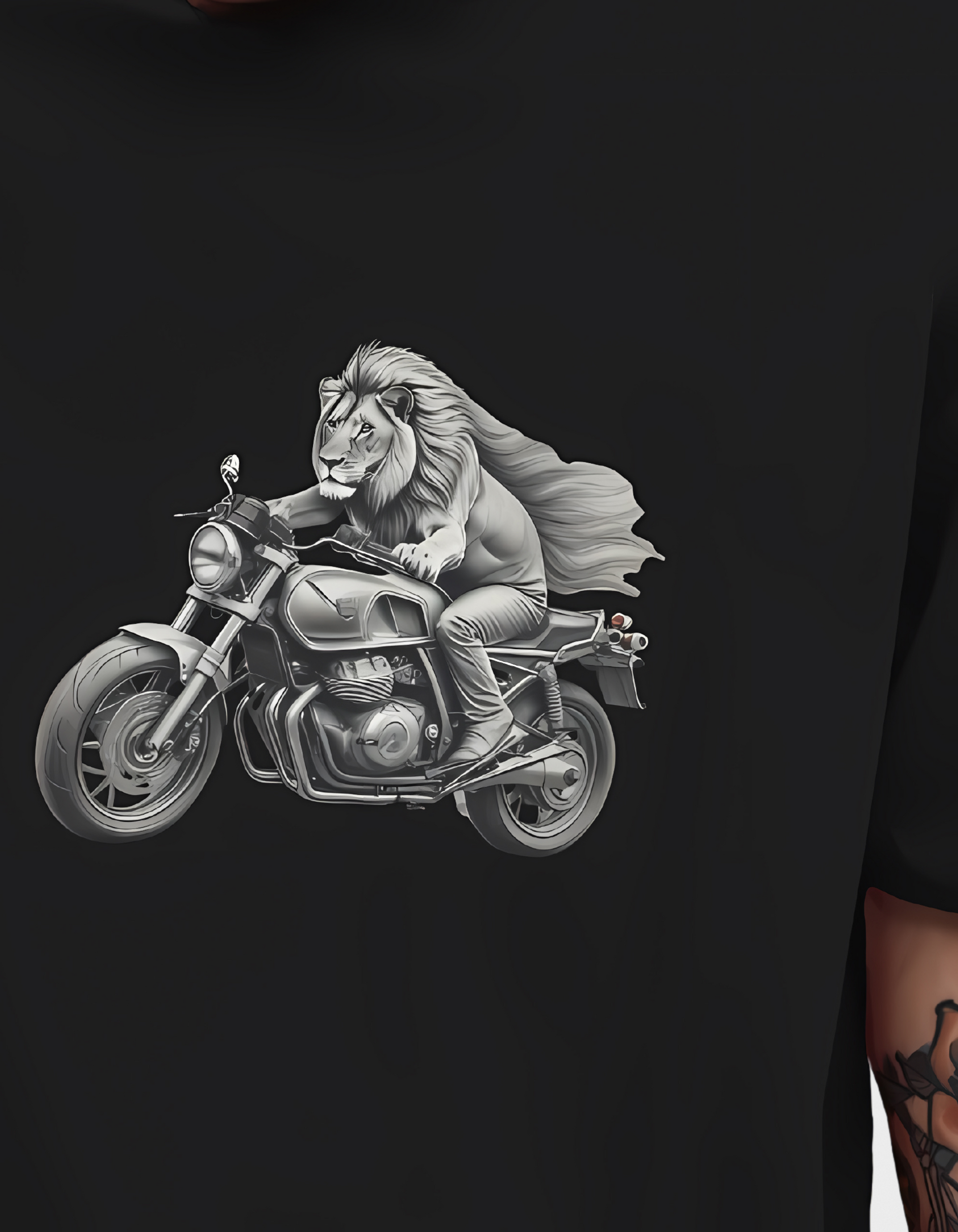 Lion on a Motorcycle: The Lion Biker Tee