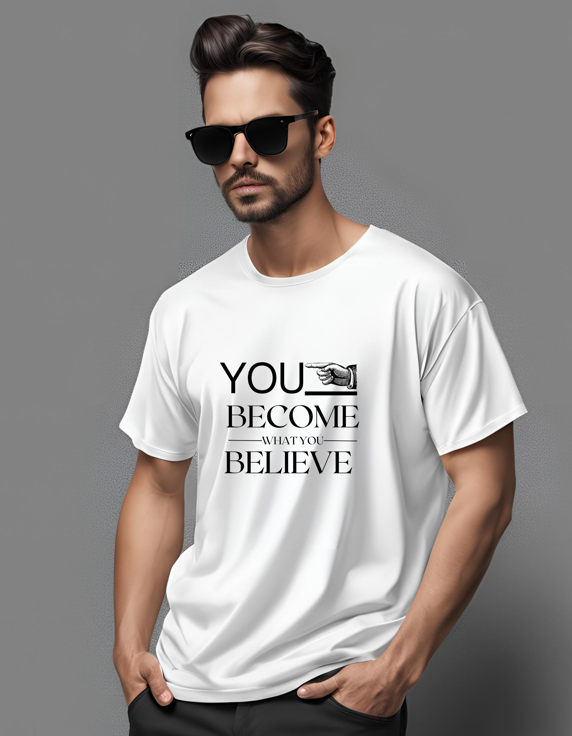 "You Become What You Believe" Oversized Inspirational Graphic T-Shirt