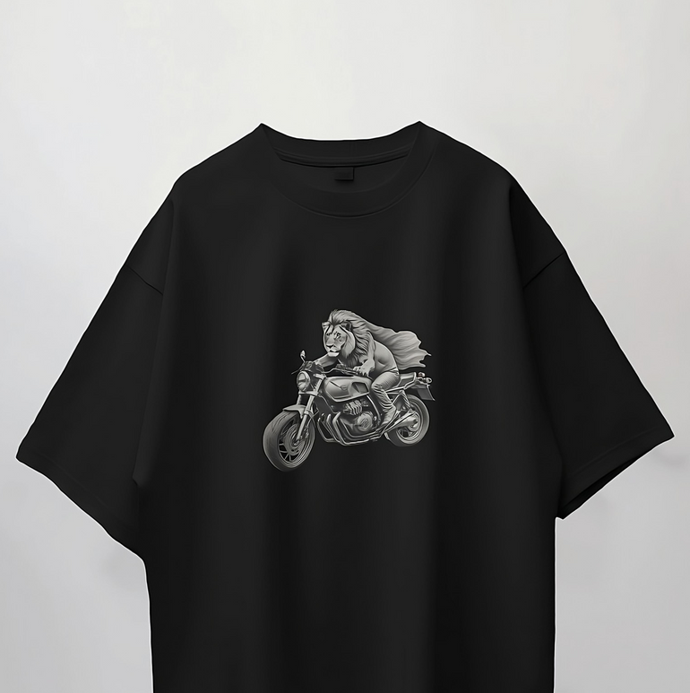 Lion on a Motorcycle: The Lion Biker Tee