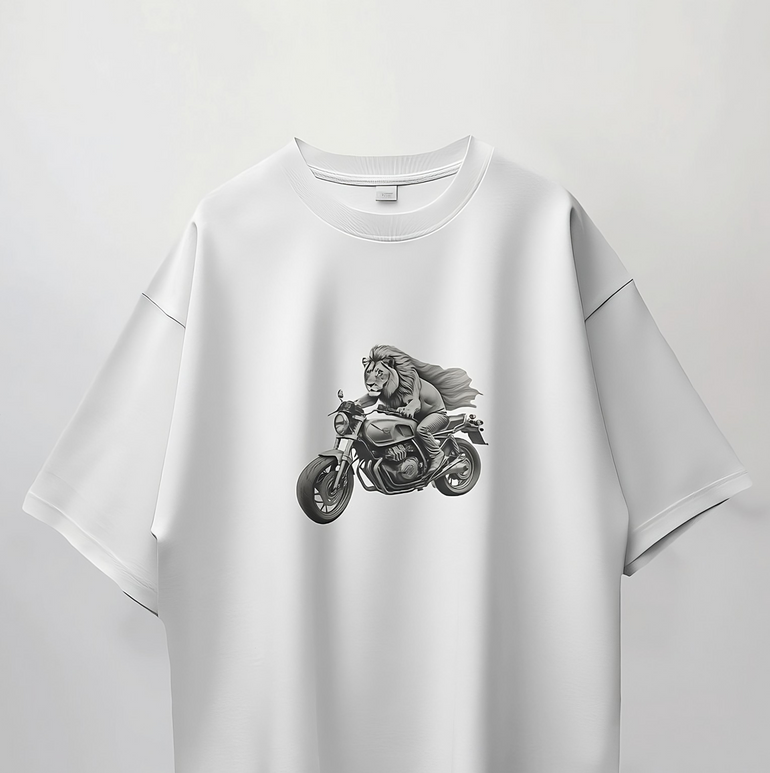 Lion on a Motorcycle: The Lion Biker Tee