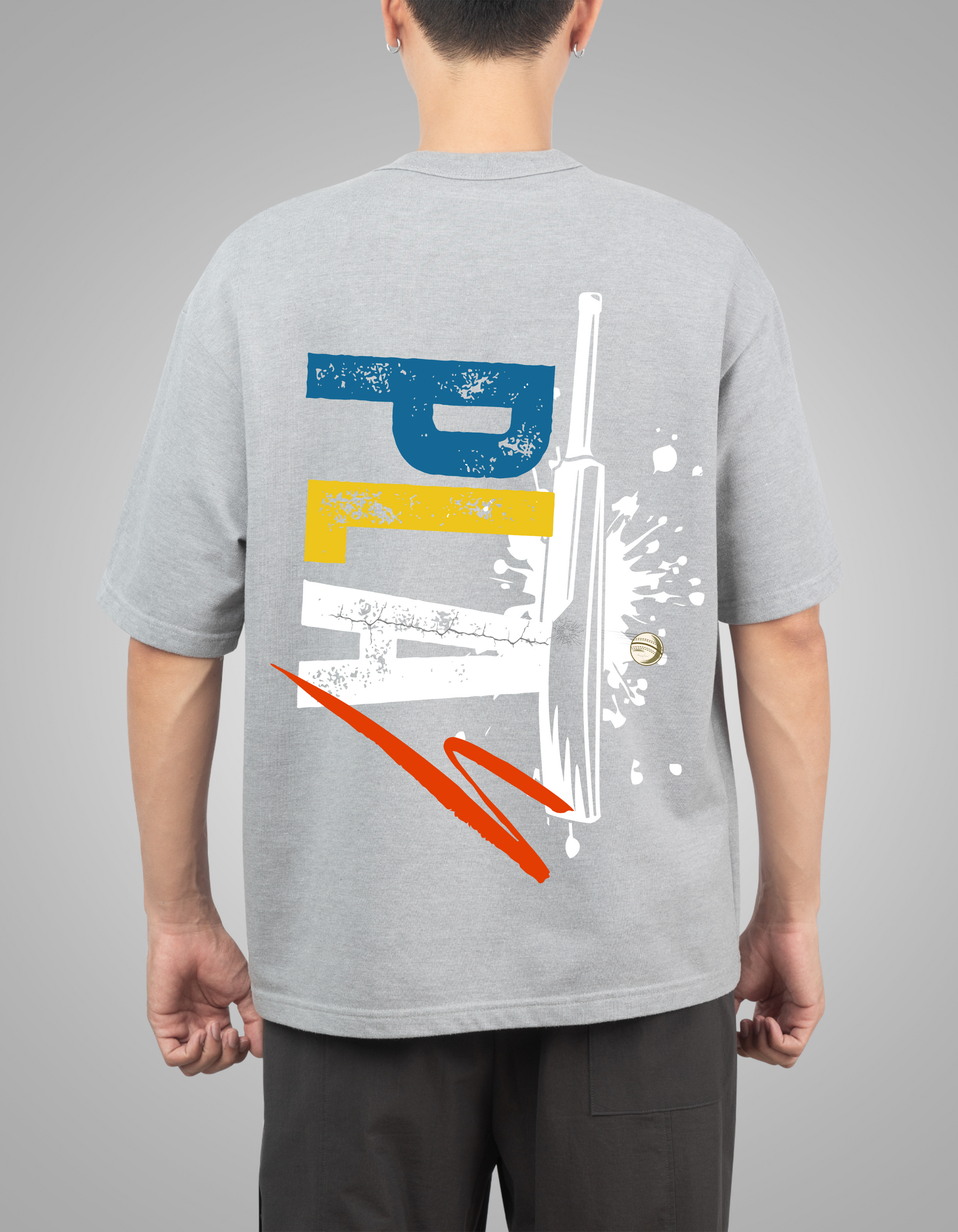 "Smash It in Style: Oversized Cricket Graphic Tee"