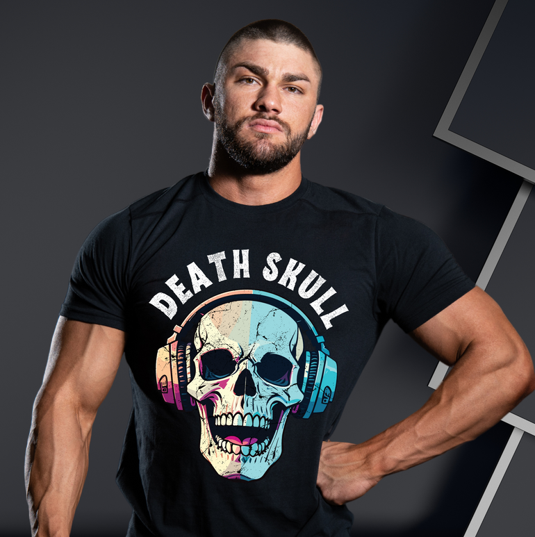 Death Skull Headphones Graphic T-Shirt