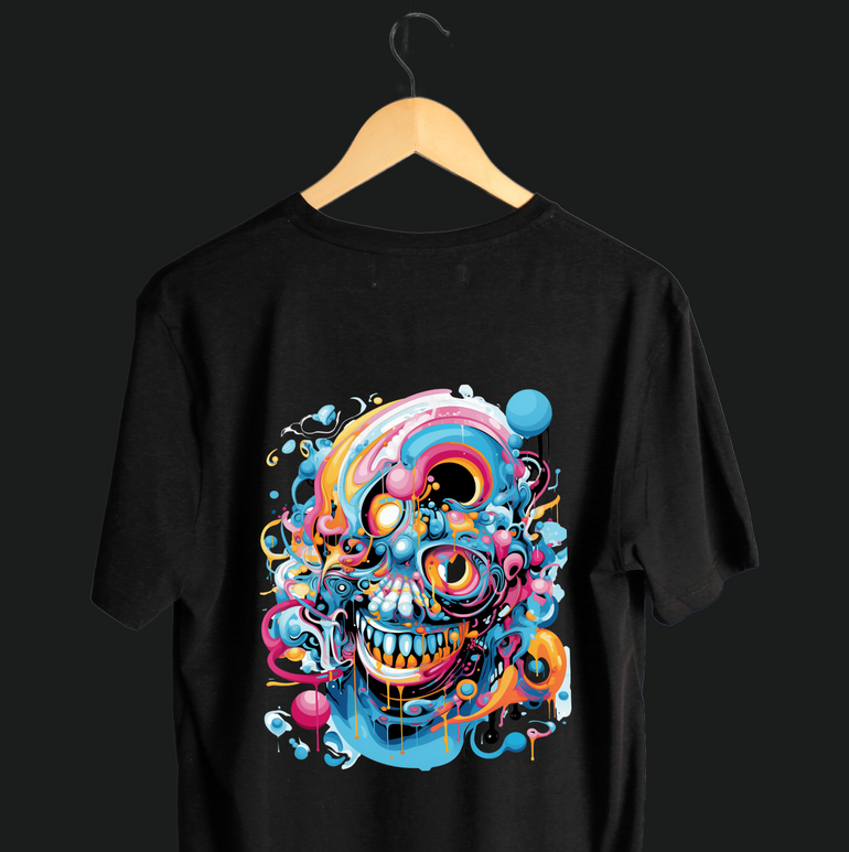 Vibrant Skull Art T-Shirt