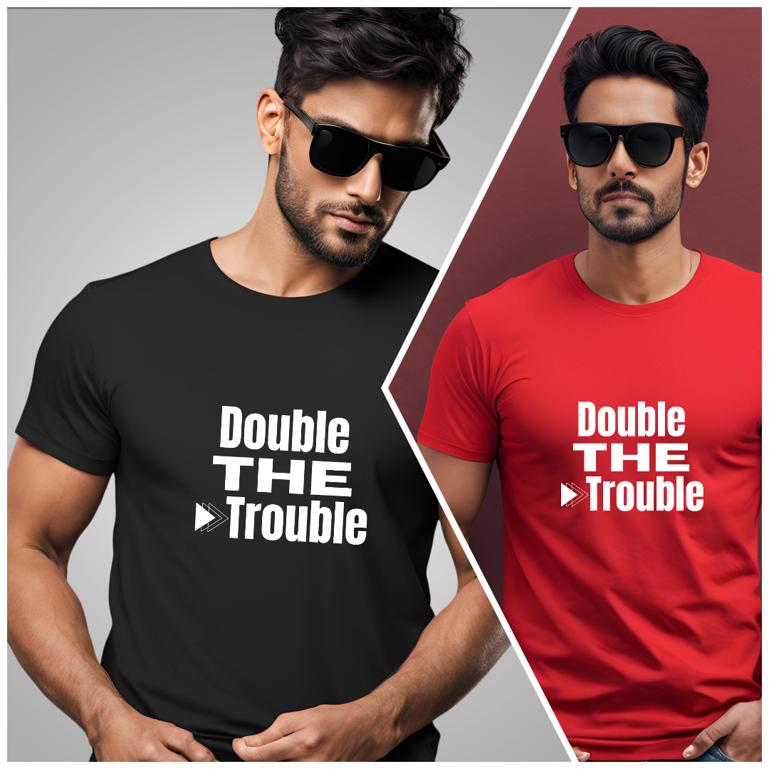 Black and Red "Double The Trouble" T-Shirts