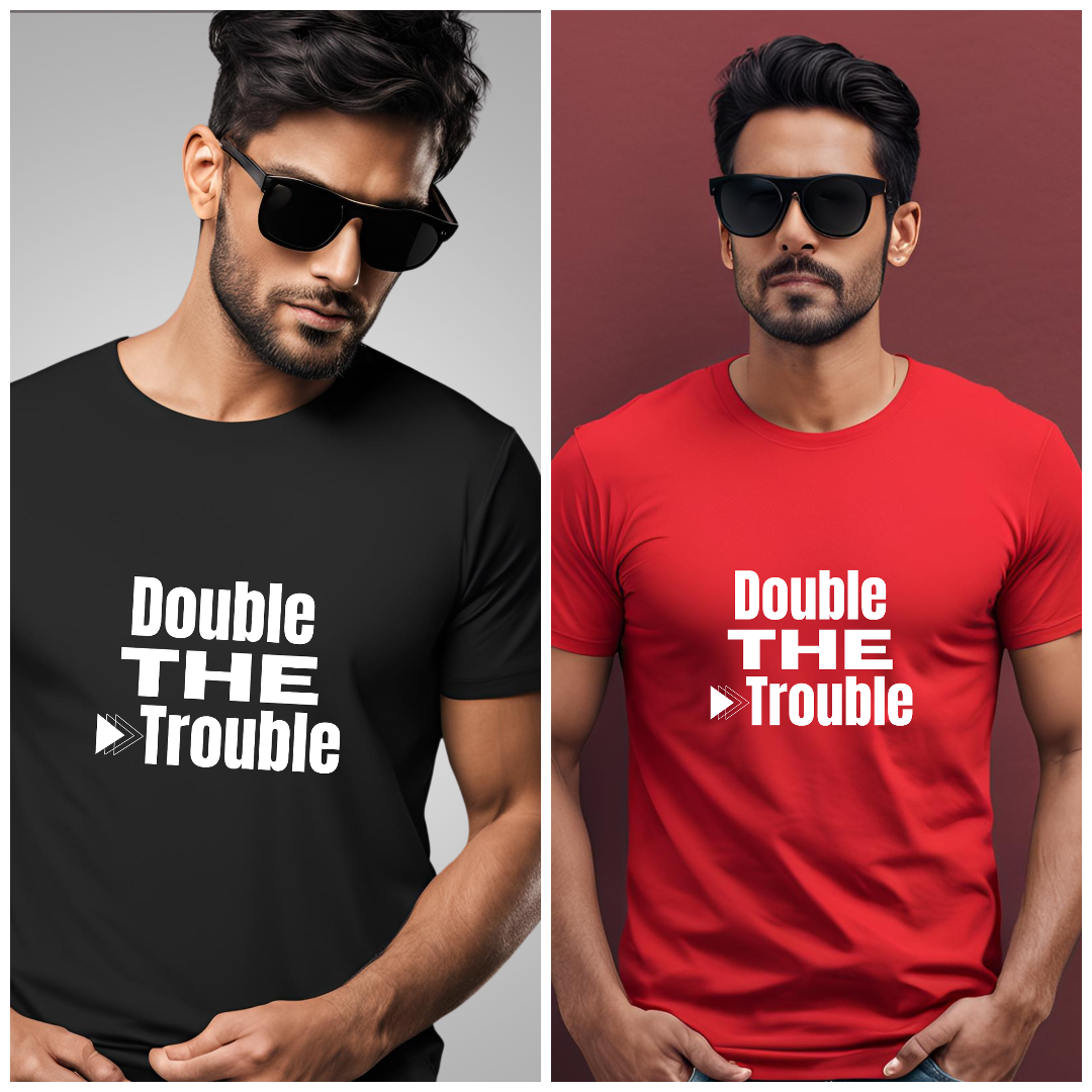 Black and Red "Double The Trouble" T-Shirts