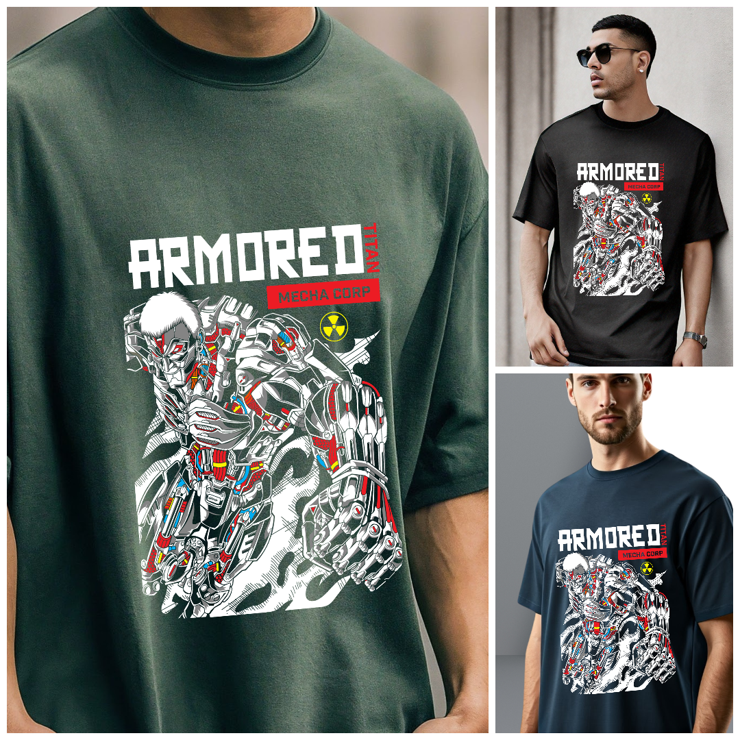 Armored Titan Mecha Corp Oversized Graphic Tee