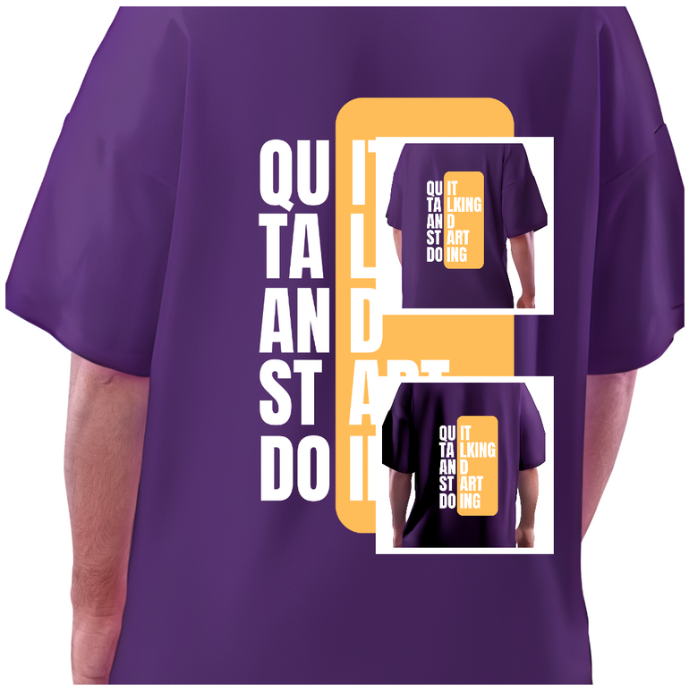 Oversized Cotton T-shirt with Bold Motivational Back Graphic