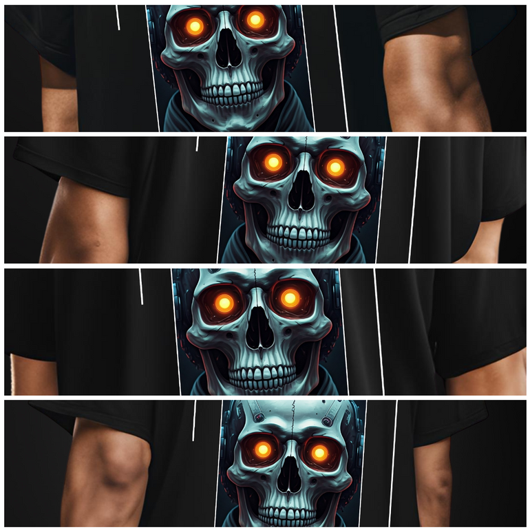 Epic Cyberskull Oversized Graphic Tee - Futuristic Streetwear