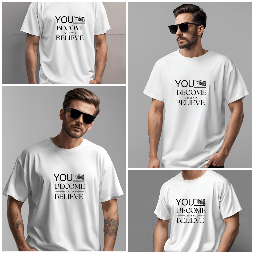"You Become What You Believe" Oversized Inspirational Graphic T-Shirt