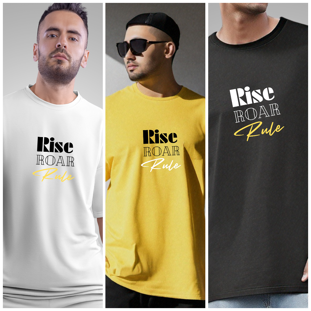 Oversized "Rise Roar Rule" T-Shirt Collection