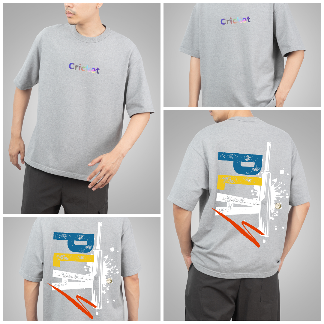 "Smash It in Style: Oversized Cricket Graphic Tee"